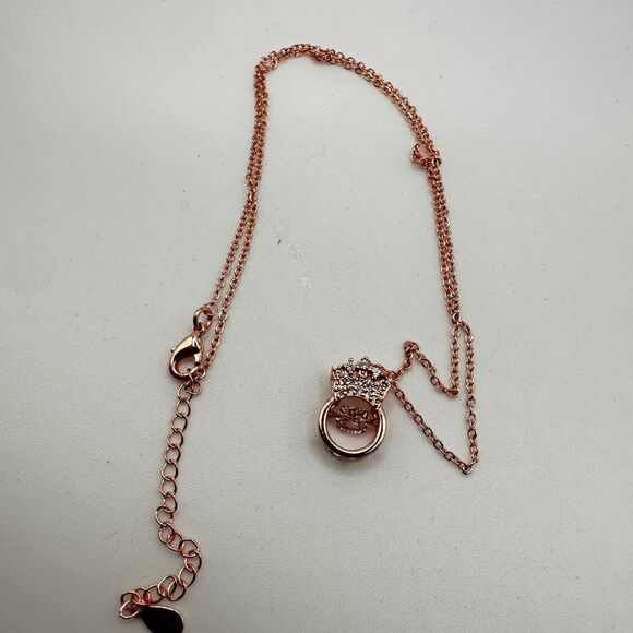 NIB Rose Gold tone "crown" and floating cz diamond pendant, necklace! - Picture 4 of 13